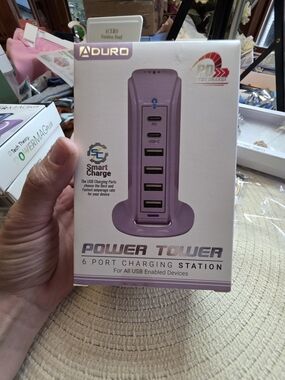 ADURO Power Tower 6-Port USB Charging Station - Purple